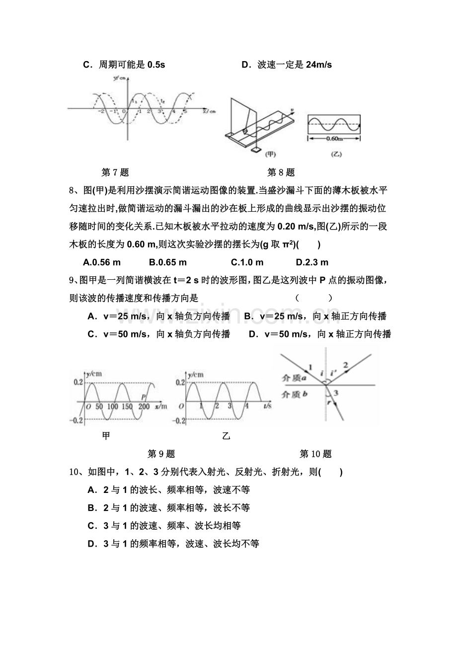 2016届高三物理上册摸底考试试题.doc_第2页