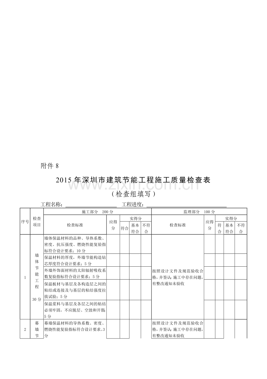 深圳建筑节能工程施工质量检查表检查组填写工程.doc_第1页