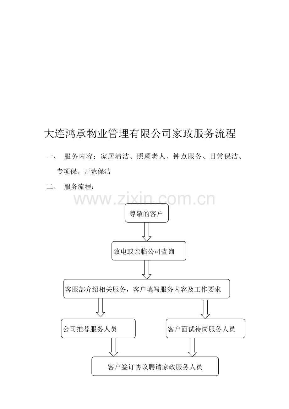 大连鸿承物业管理有限公司家政服务流程.doc_第1页