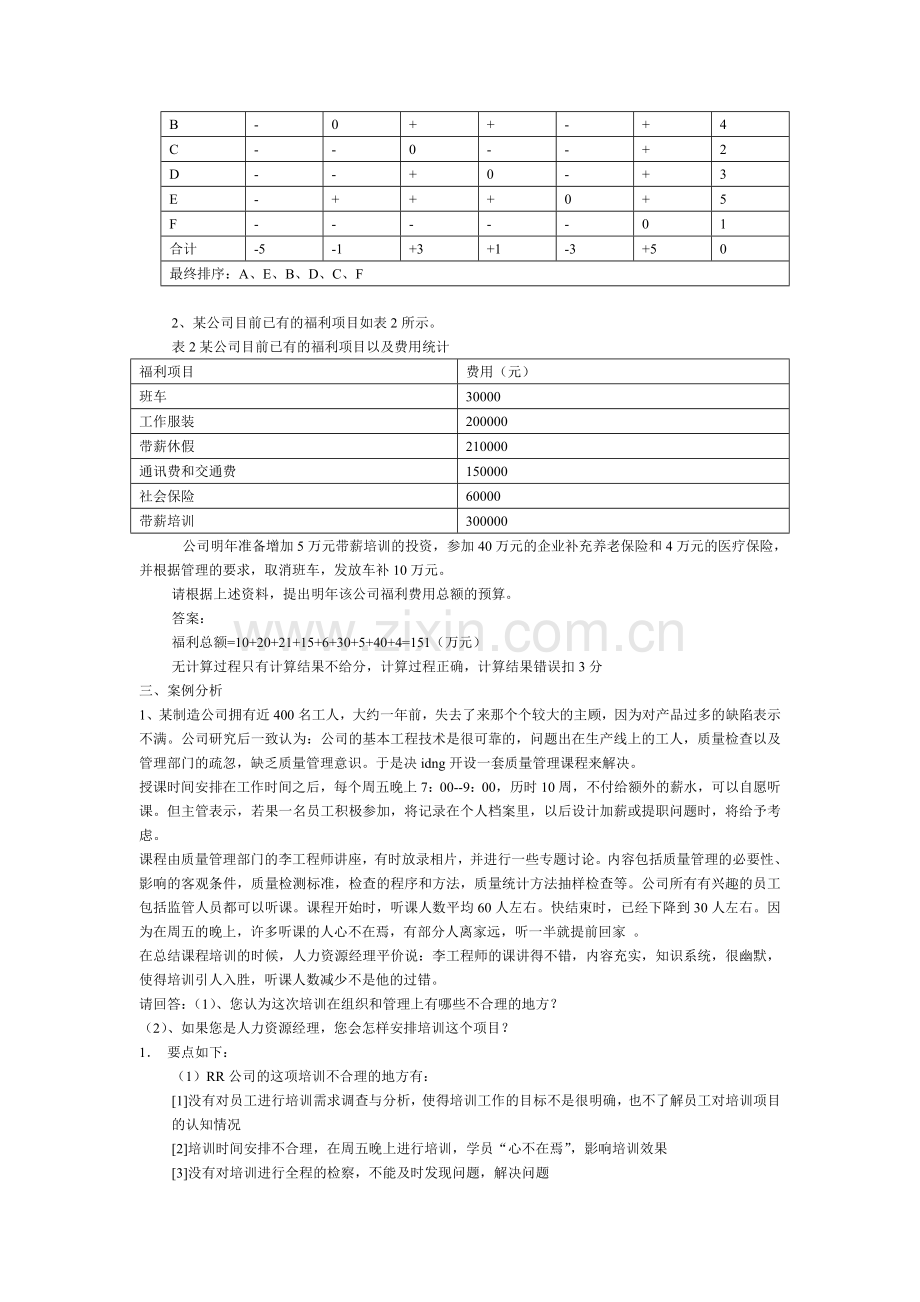 2003年6月助理人力资源管理师操作技能试题及标准答案(部分).doc_第2页