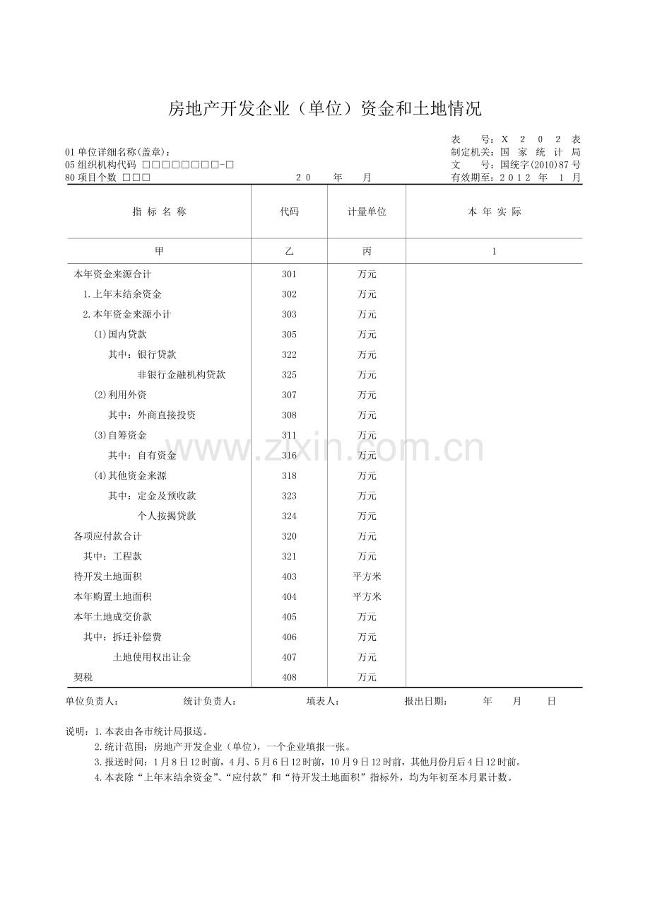 房地产开发企业(单位)资金和土地情况.doc_第1页