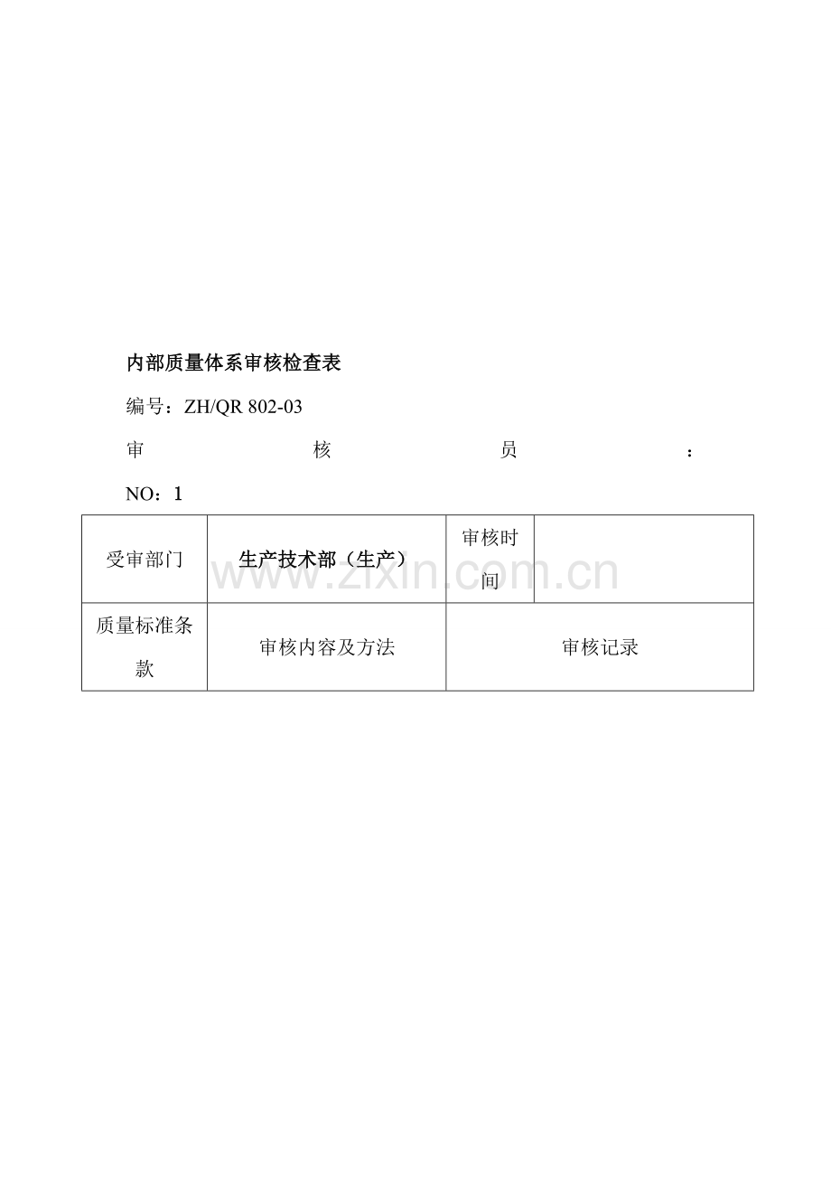 API内审核检查表-生产部.doc_第1页