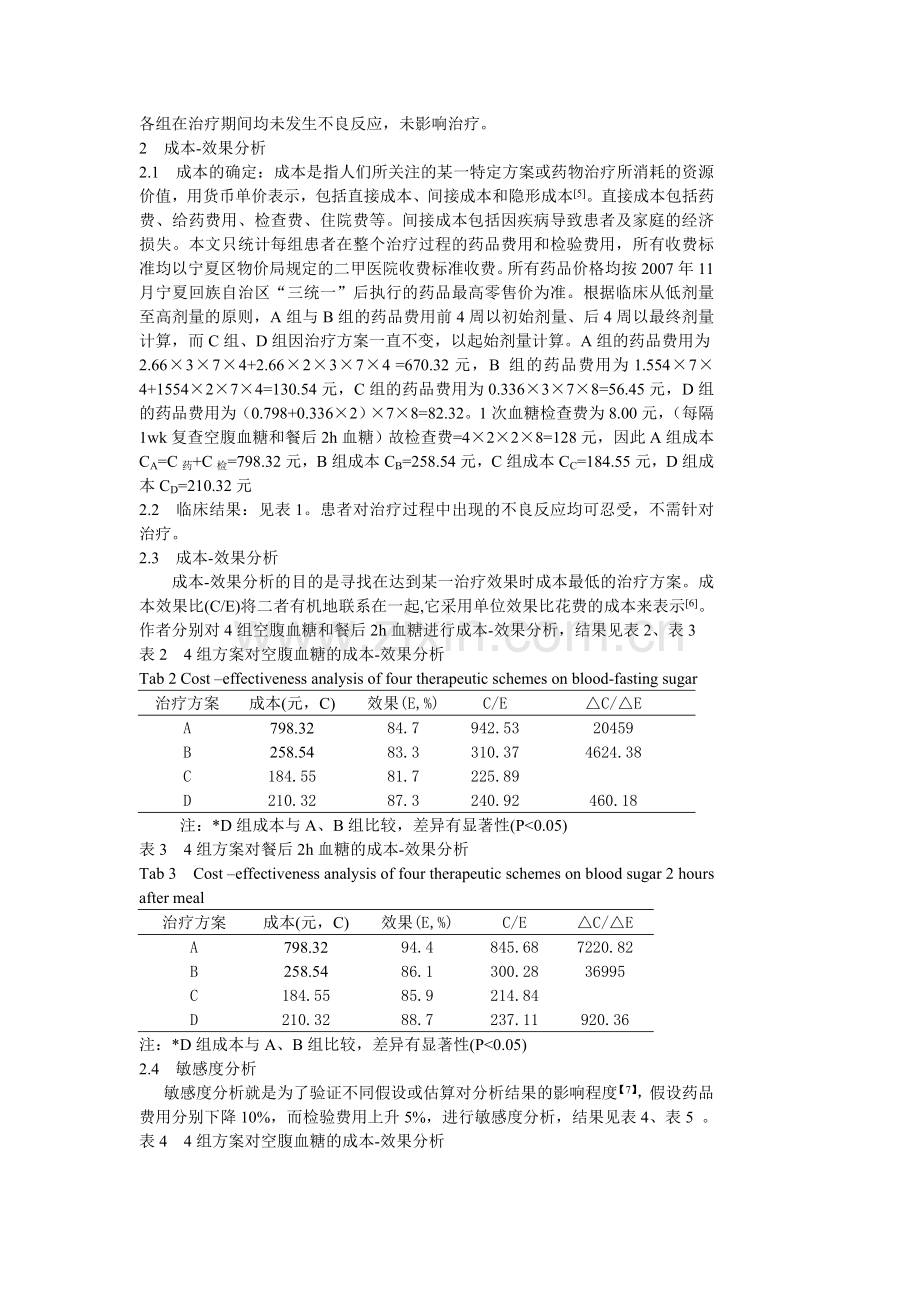 2-型糖尿病4-种治疗方案的成本-效果分析[J].doc_第3页