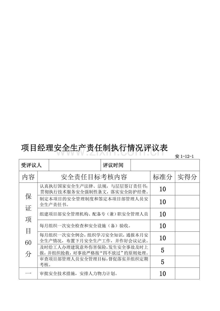 安全生产责任制考核表.doc_第1页