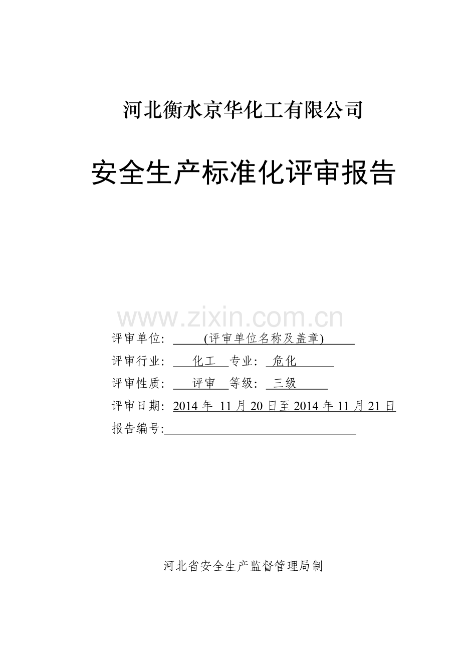 危化企业安全生产标准化评审报告.doc_第1页