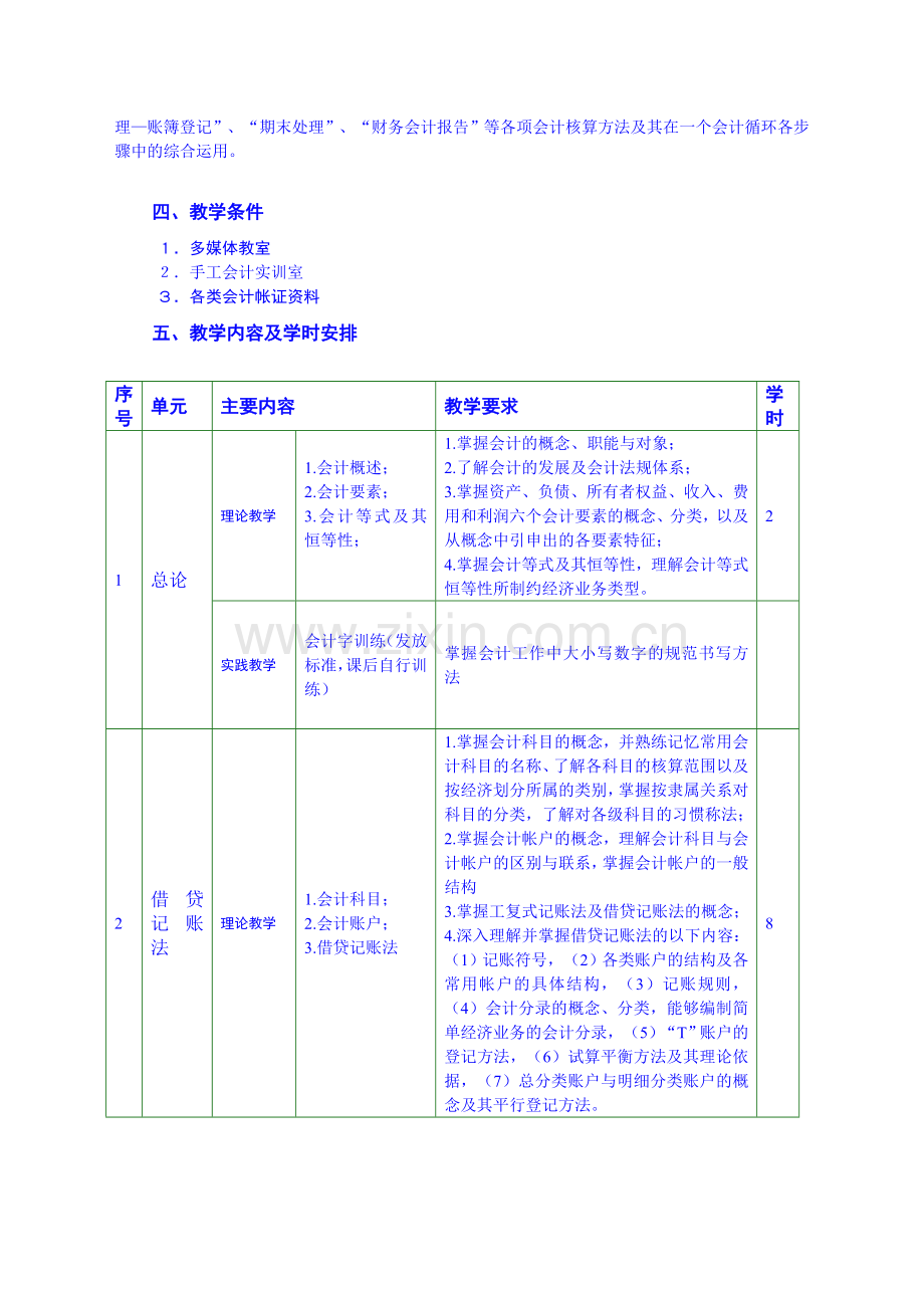 《实用会计基础A》课程大纲10修订版96学时.doc_第3页