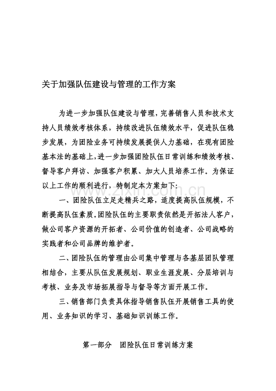 加强团险队伍建设与管理的工作方案.doc_第1页