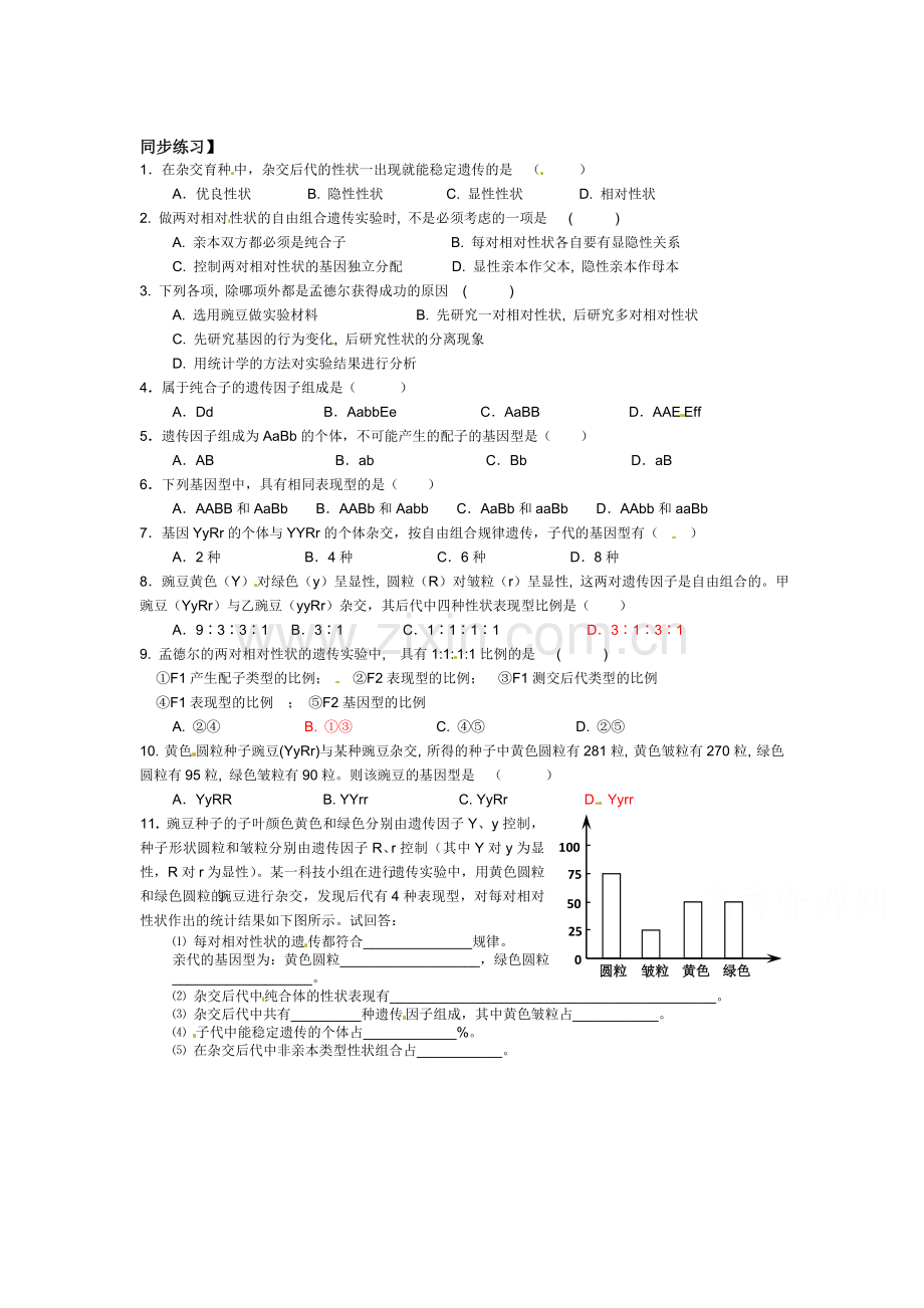 高一生物下册同步调研检测试题28.doc_第1页