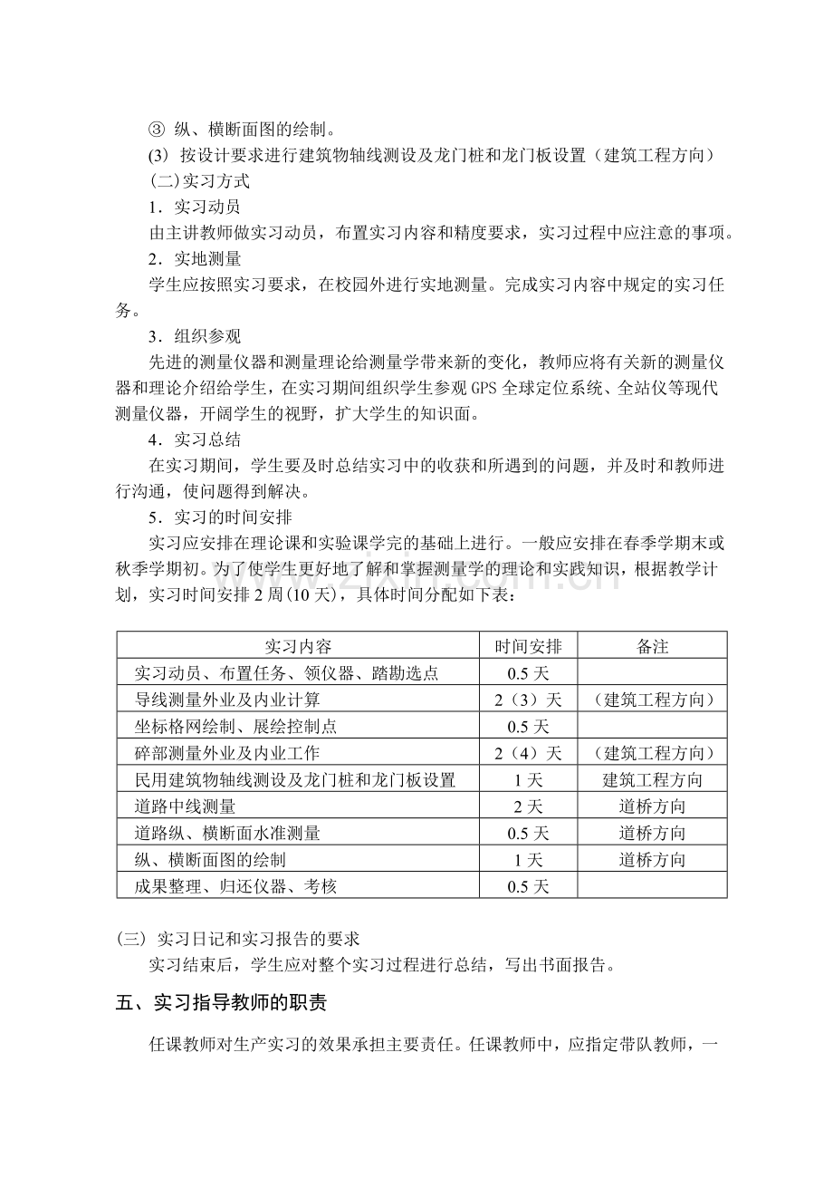 土木工程专业测量学A实习教学大纲.doc_第2页