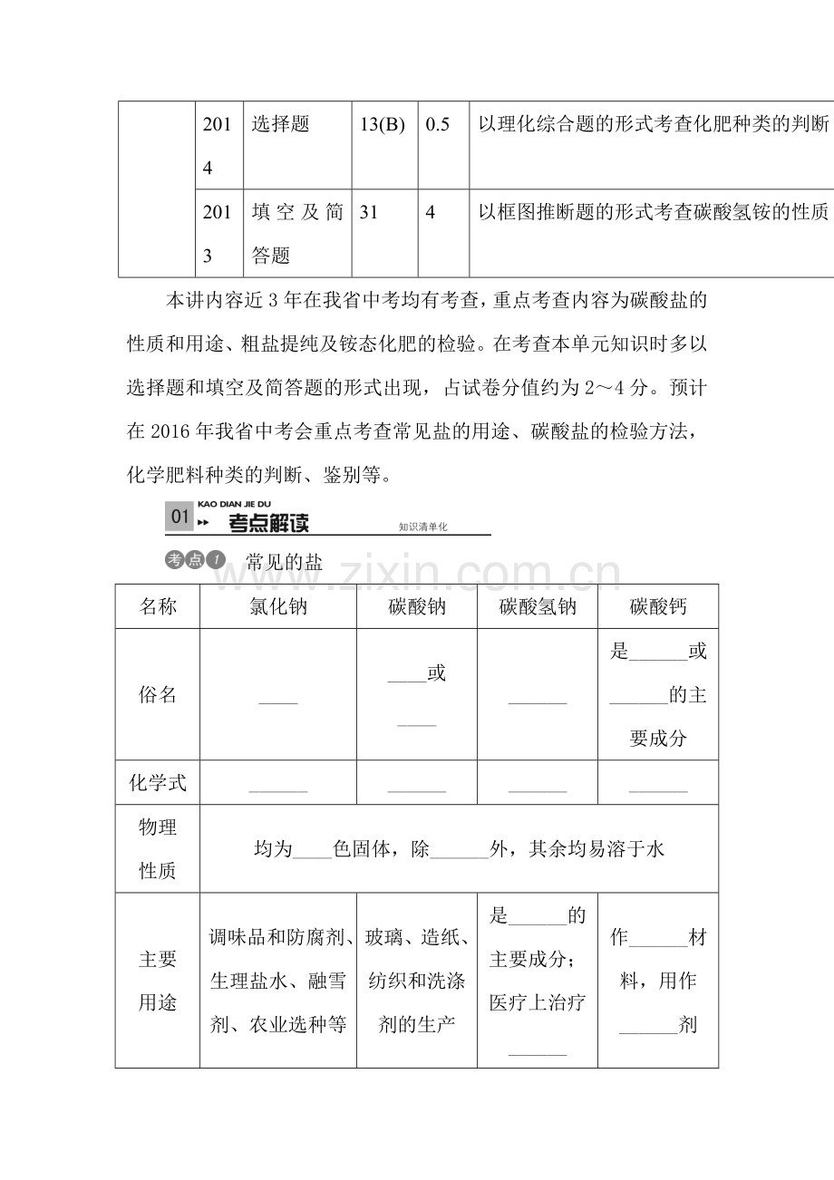 2017届中考化学知识点专项强化复习检测27.doc_第2页