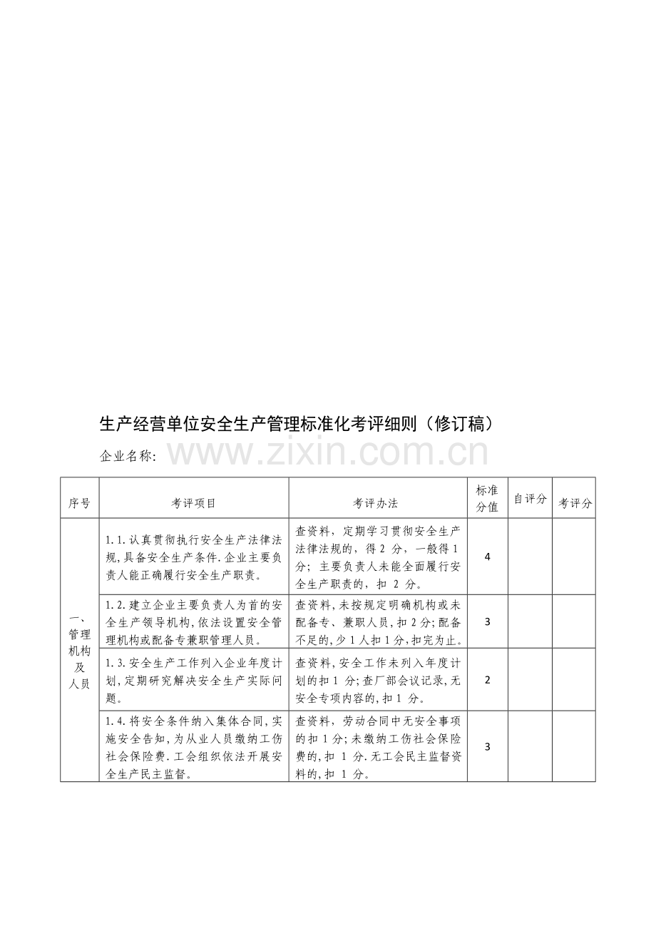 安全生产管理标准化考评细则.doc_第1页