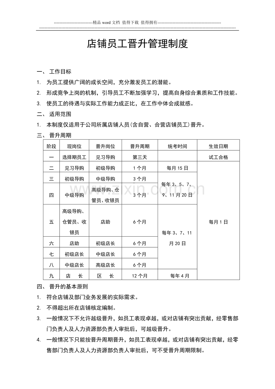 专卖店终端店铺员工晋升管理制度(修订).docx_第1页