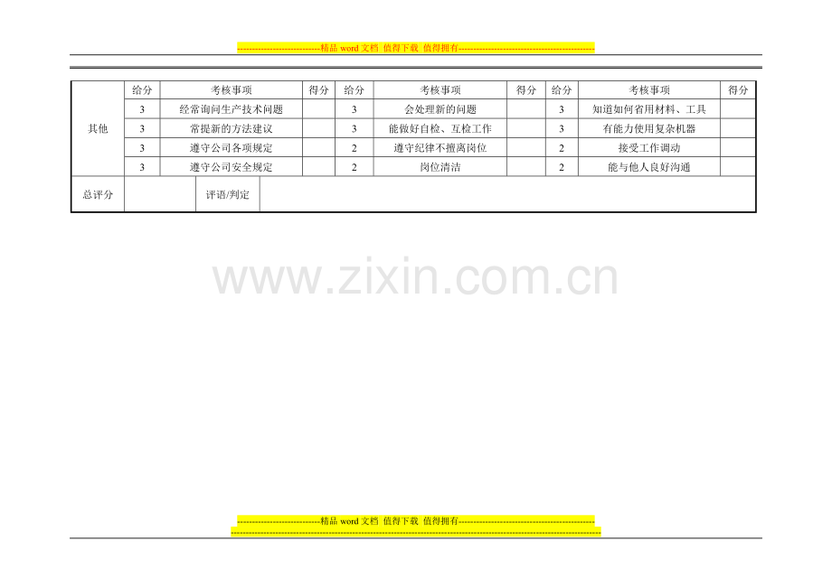 员工工艺及工作能力考核表..doc_第2页