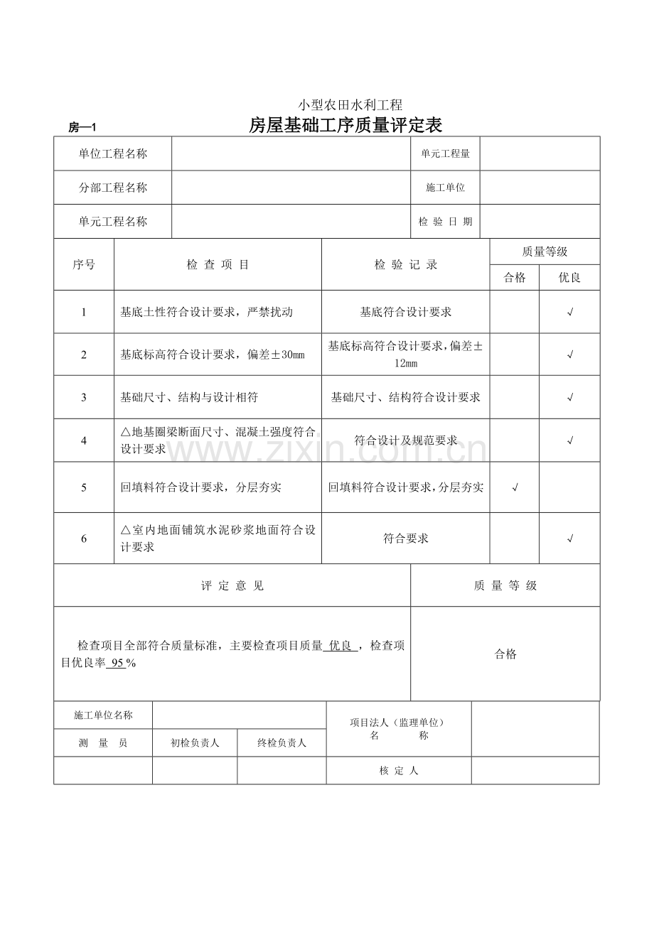 房屋建筑单元工程质量检查评定表.doc_第2页