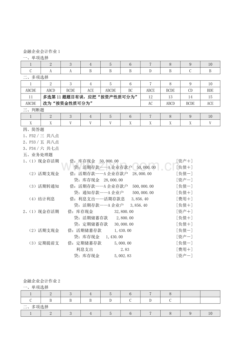 电大金融企业会计形成性考核参考答案.doc_第1页