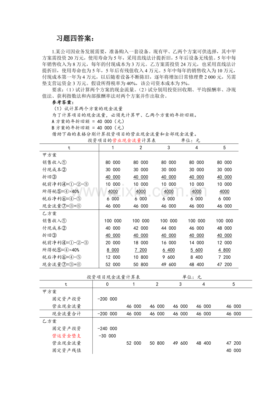 财务管理习题四答案.doc_第1页