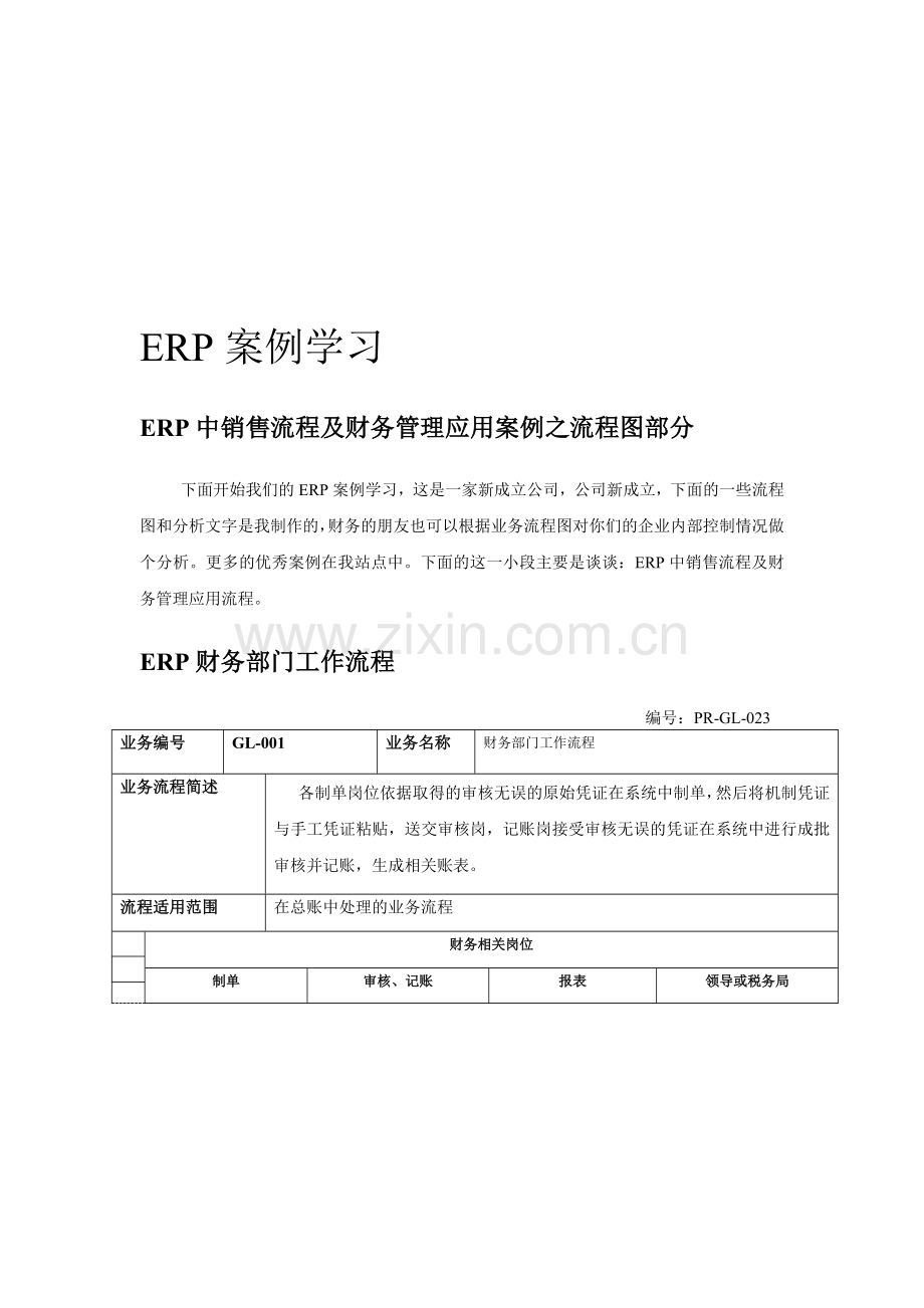 ERP财务管理流程分析创业大赛.doc_第1页