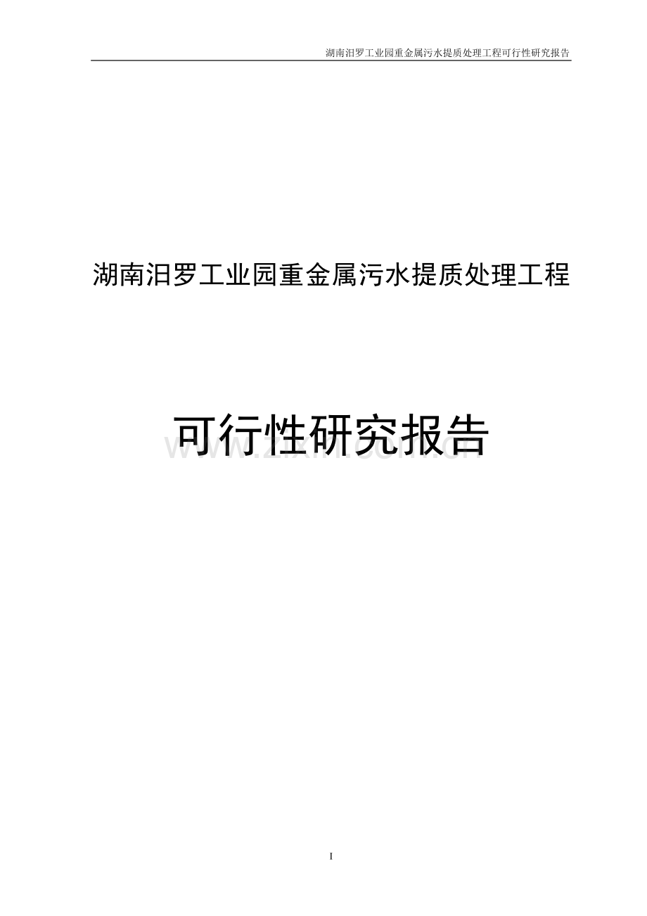 重金属污水提质处理工程项目可行性研究报告.doc_第1页