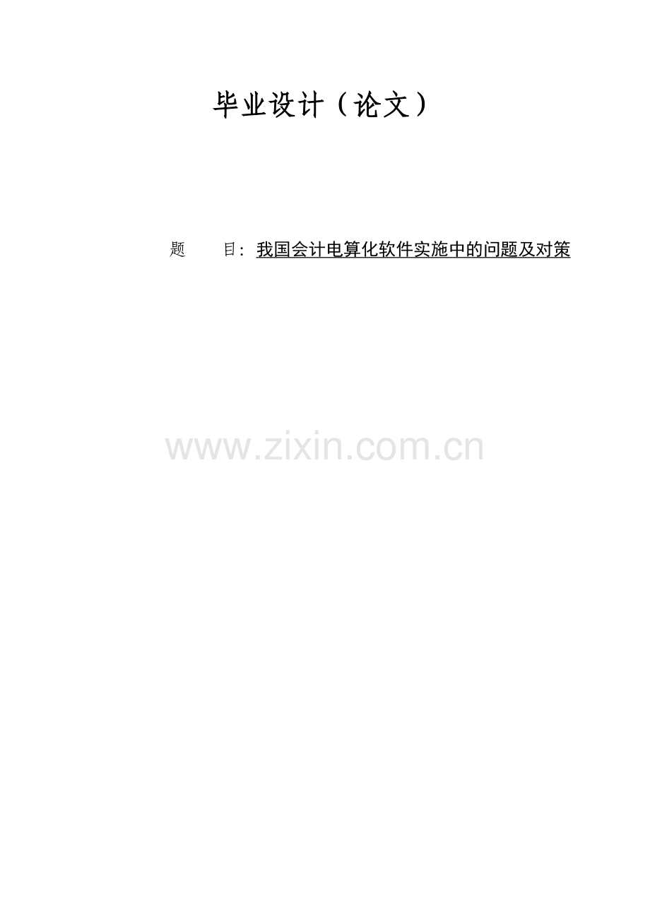 我国会计电算化软件实施中的问题及对策毕业论文.doc_第1页