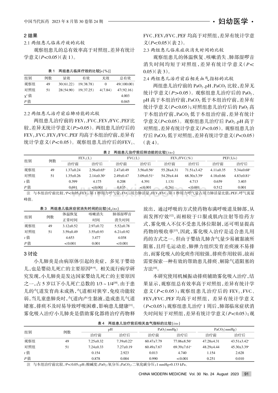 机械振动排痰辅助雾化吸入治疗小儿肺炎对患儿临床症状的影响.pdf_第3页