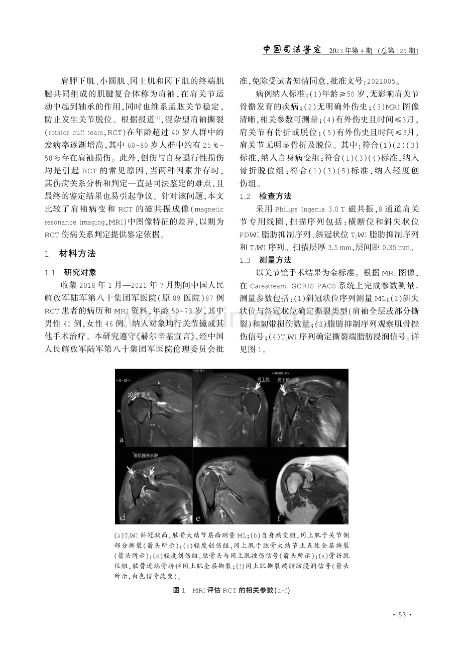 混杂型肩袖撕裂与肩袖病变磁共振征象对比分析.pdf_第2页