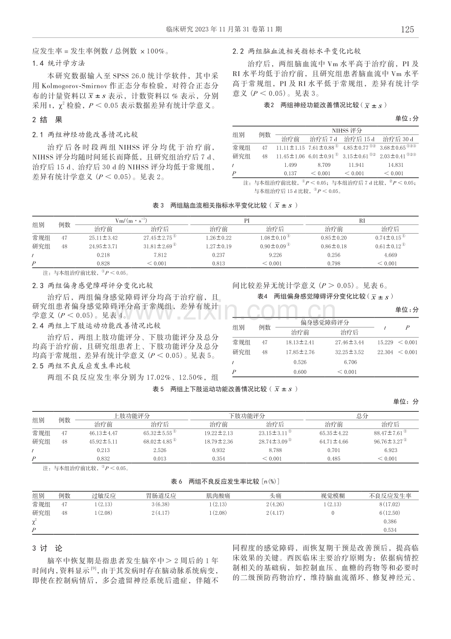 黄芪桂枝五物汤颗粒对脑卒中恢复期患者神经功能及偏身感觉障碍的影响.pdf_第3页