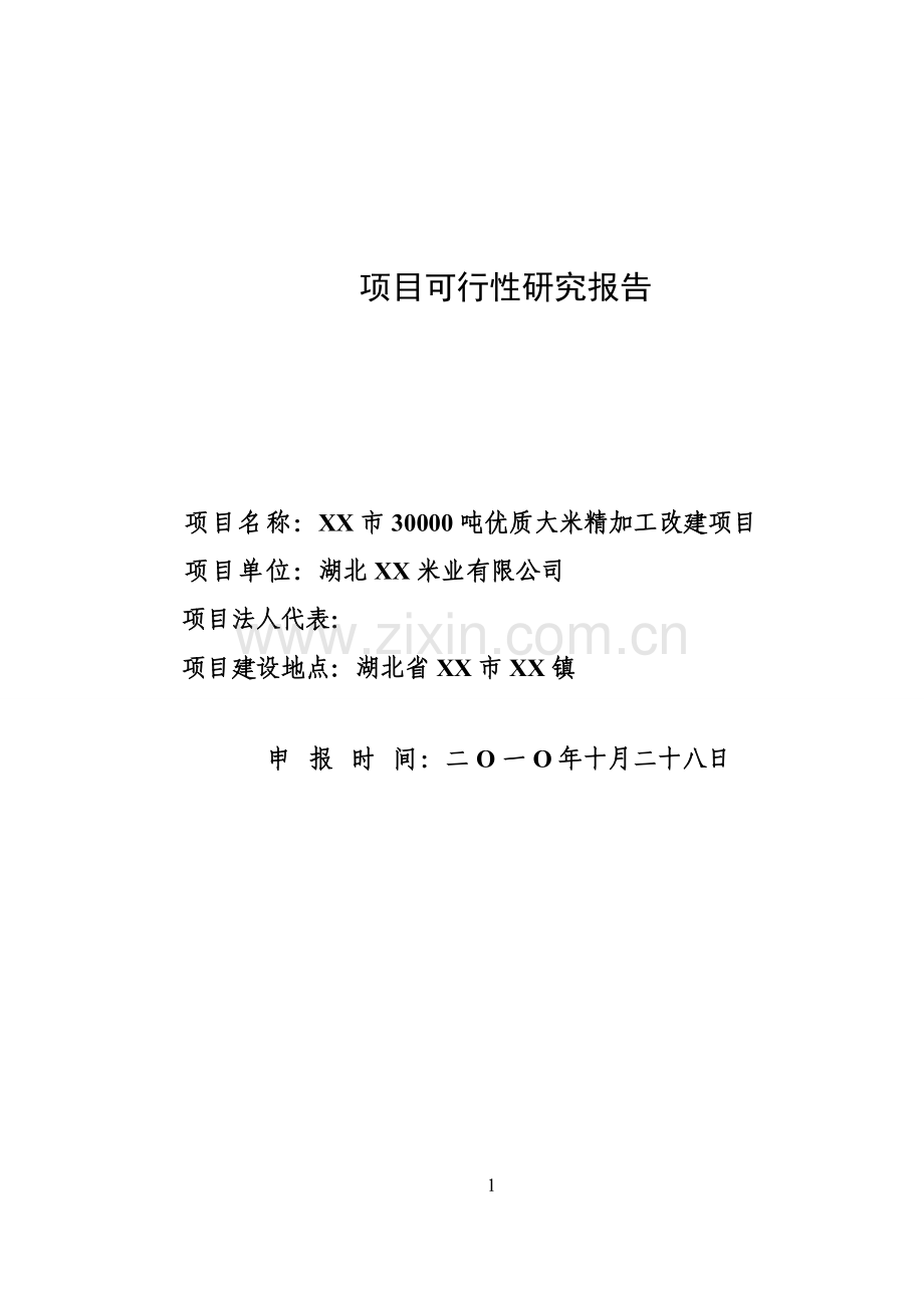 30000吨优质大米精加工改建项目可行性研究报告.doc_第1页