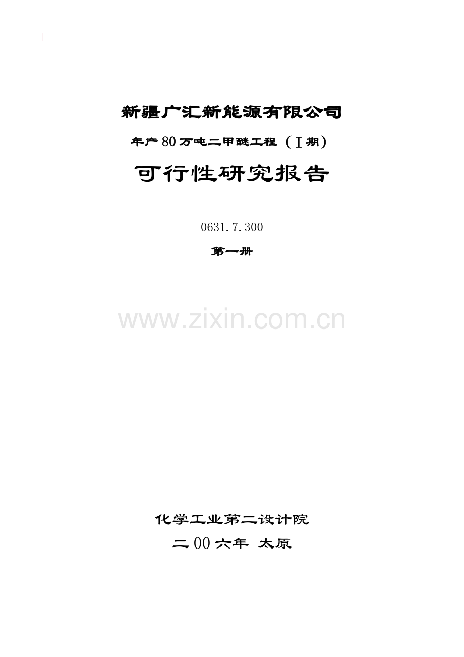 年产-80-万吨二甲醚工程ⅰ期-申请建设可研报告.doc_第1页