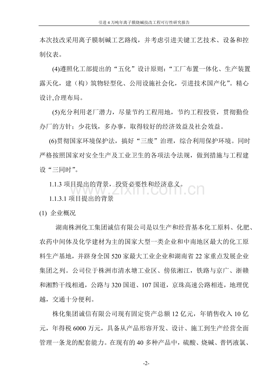 引进4万吨年离子膜烧碱技改工程可行性研究报告.doc_第2页