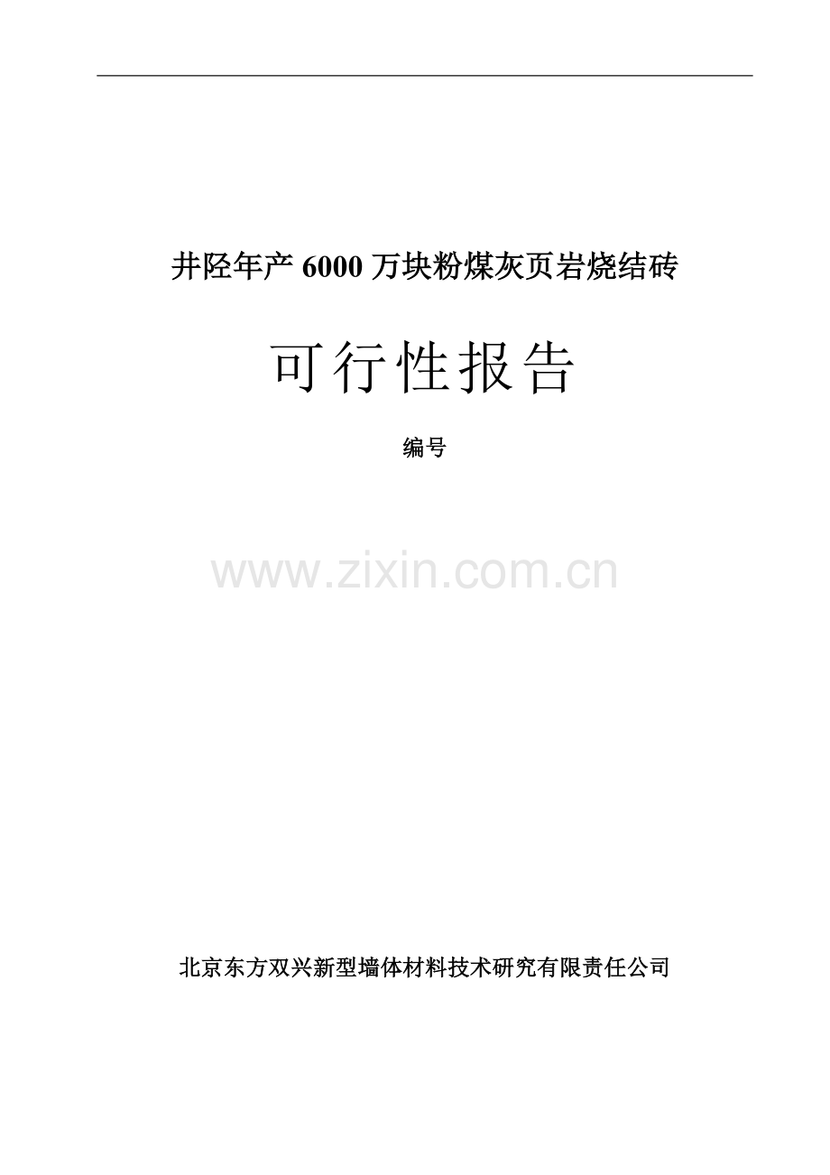 井陉年产6000万块粉煤灰页岩烧结砖可行性报告.doc_第1页