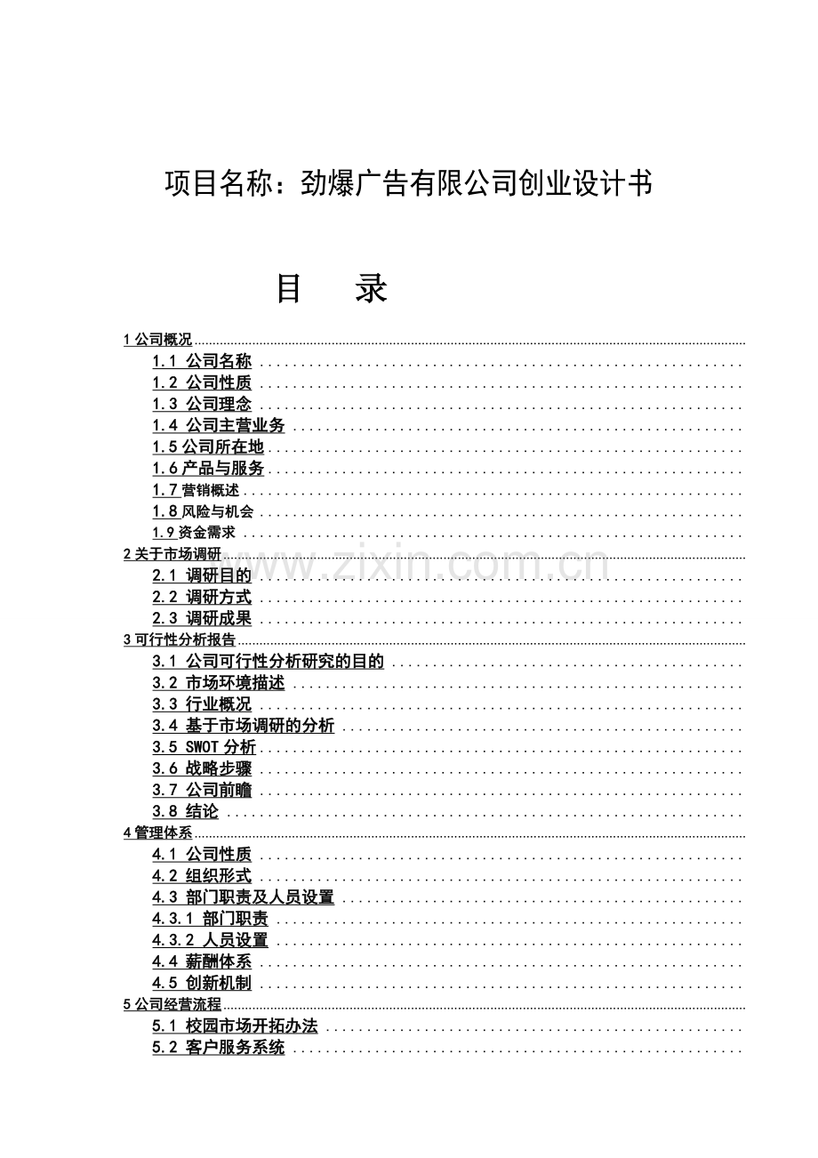 学位论文-—某广告公司创业策划方案.doc_第1页