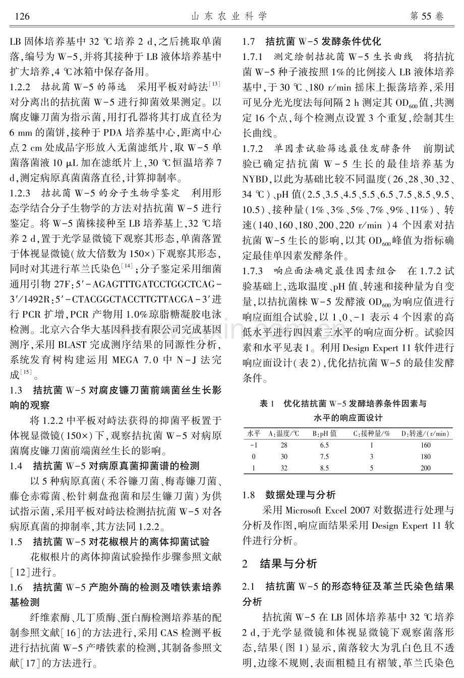 花椒根腐病拮抗菌W-5的鉴定及发酵条件的优化.pdf_第3页