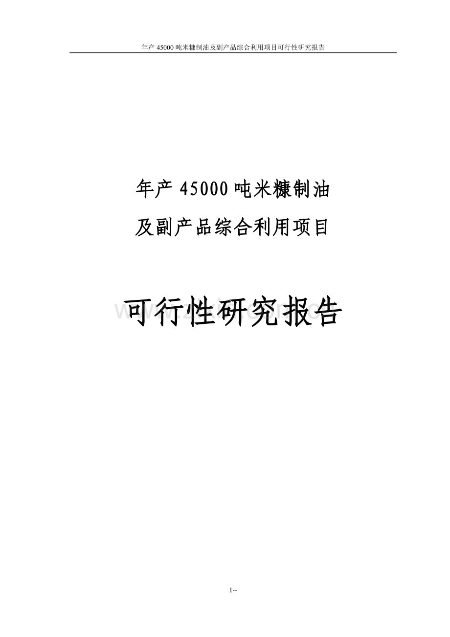 年产45000吨米糠制油及副产品综合利用项目建设申请建设可研报告正文.doc_第1页