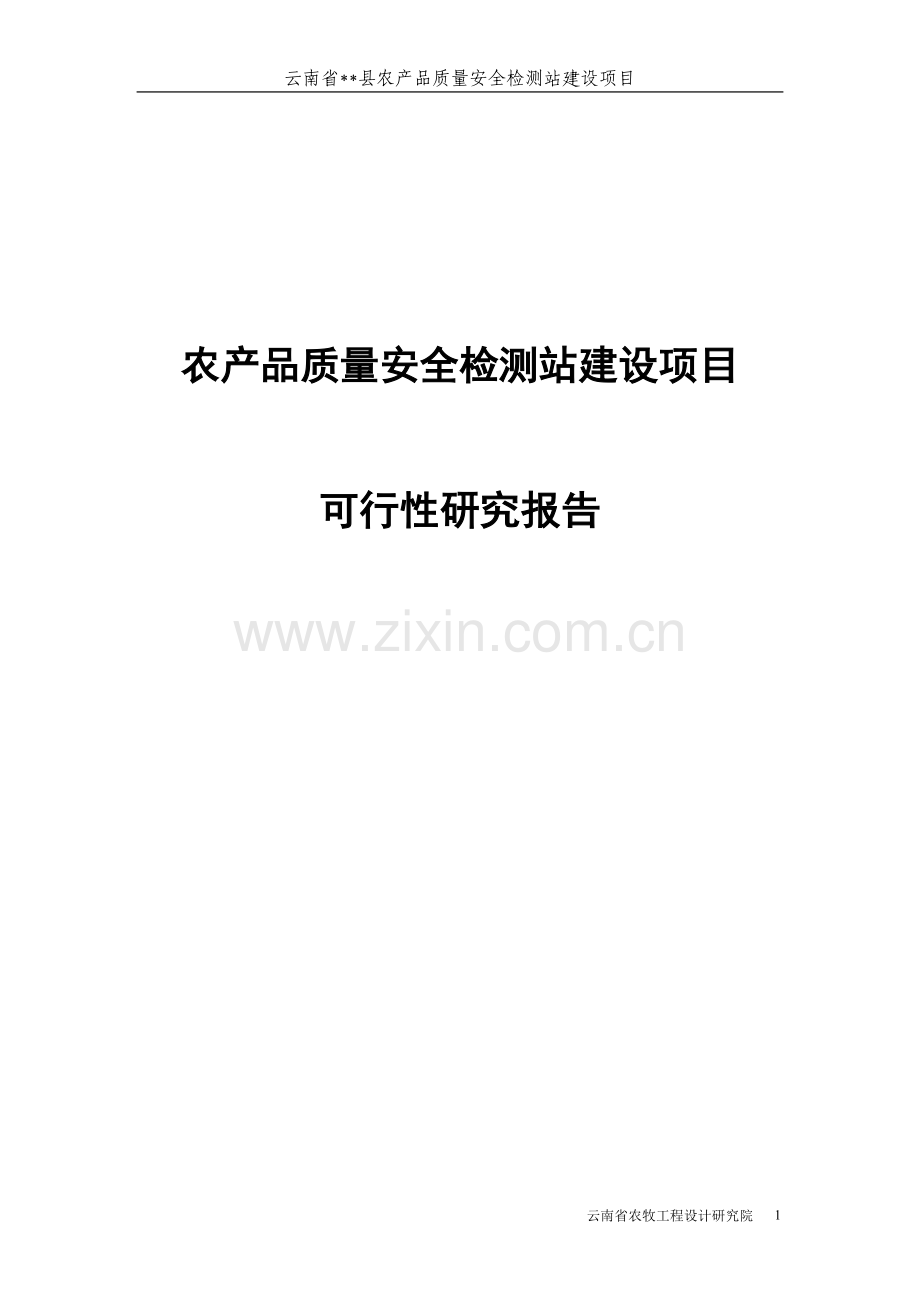 农产品质量安全检测站项目建设可行性研究报告.doc_第1页