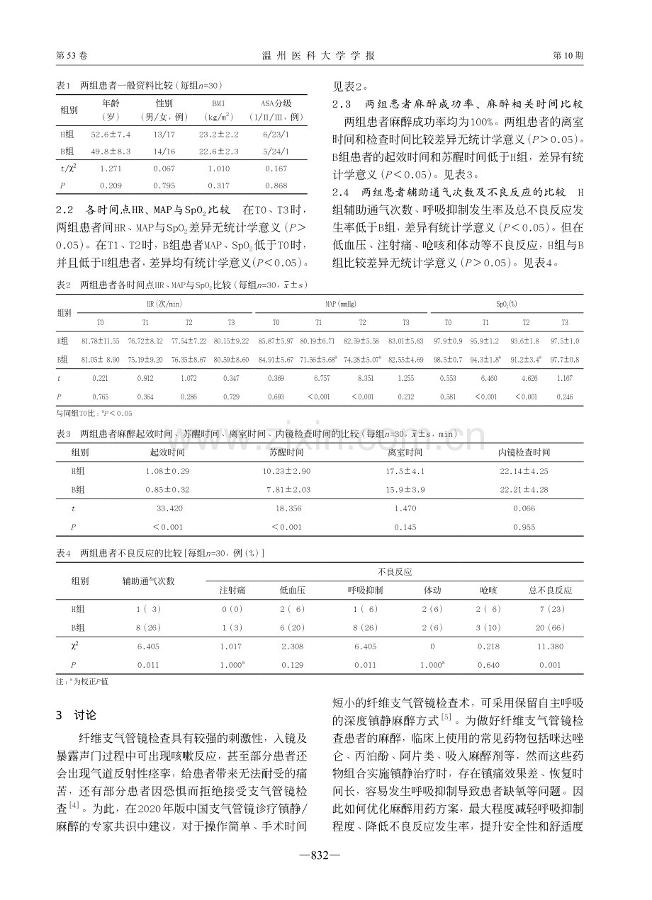 环泊酚复合舒芬太尼深度镇静在纤维支气管镜检查中的应用.pdf_第3页