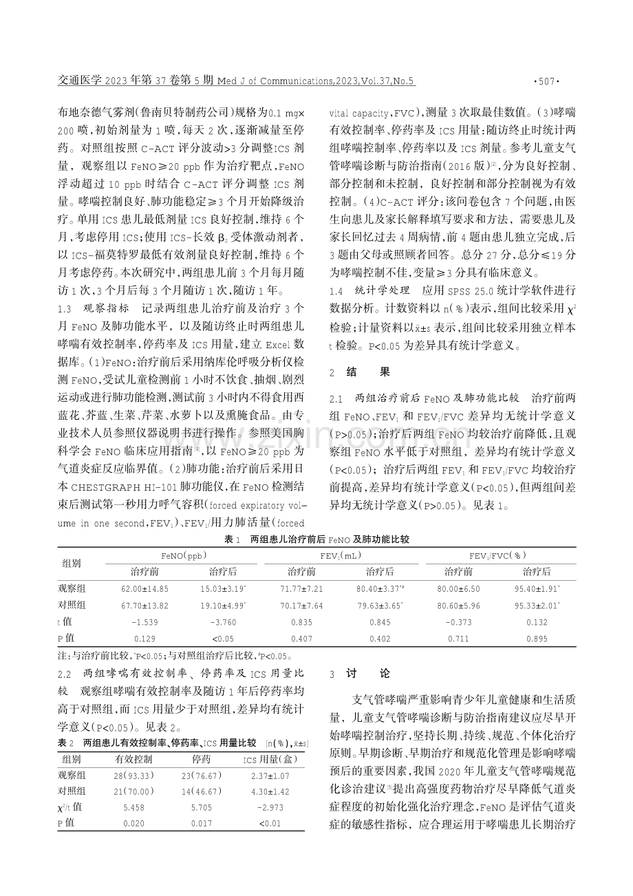 呼出气一氧化氮检测对儿童支气管哮喘治疗的指导意义.pdf_第2页