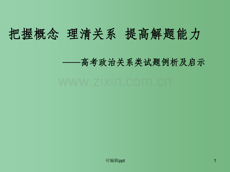 高中政治-把握概念、理清关系、提高解题能力-关系类试题例析及启示.ppt_第1页