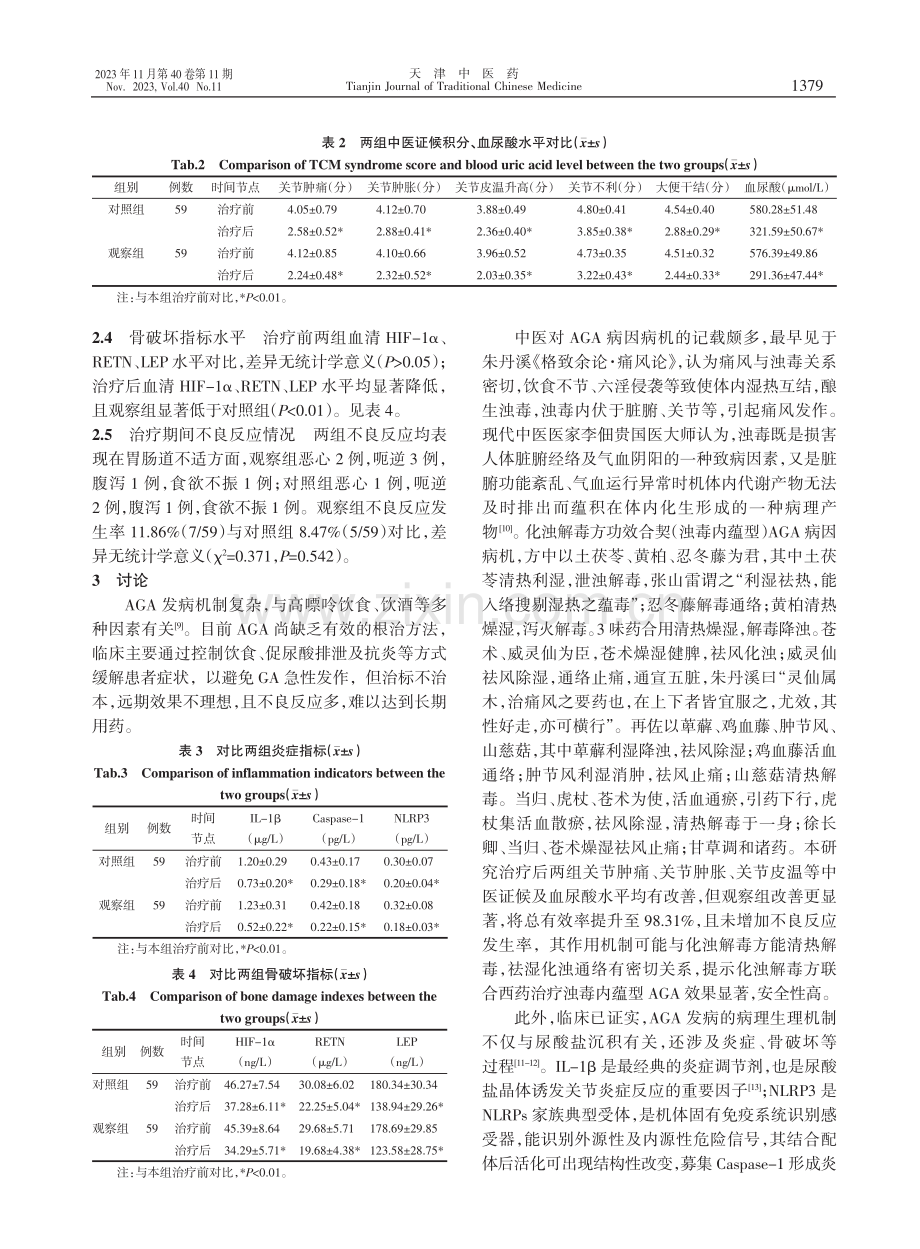 化浊解毒方联合西药治疗浊毒内蕴型急性痛风性关节炎的临床疗效分析.pdf_第3页