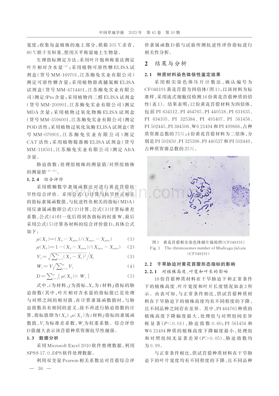 黄花苜蓿种质资源苗期抗旱性鉴定评价.pdf_第3页