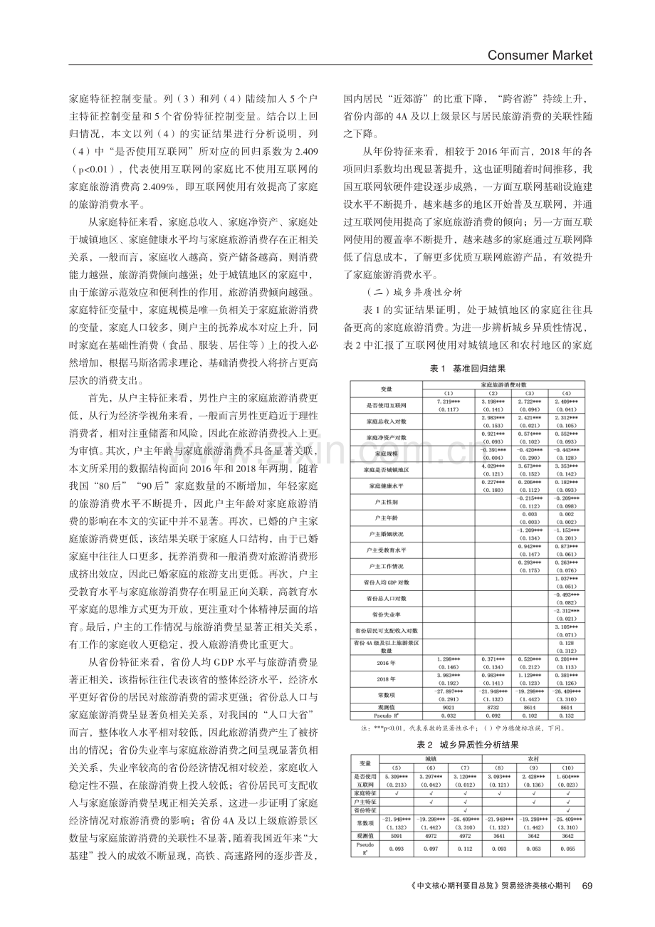 互联网使用、新型城镇化与家庭旅游消费——基于省级面板数据的实证.pdf_第3页