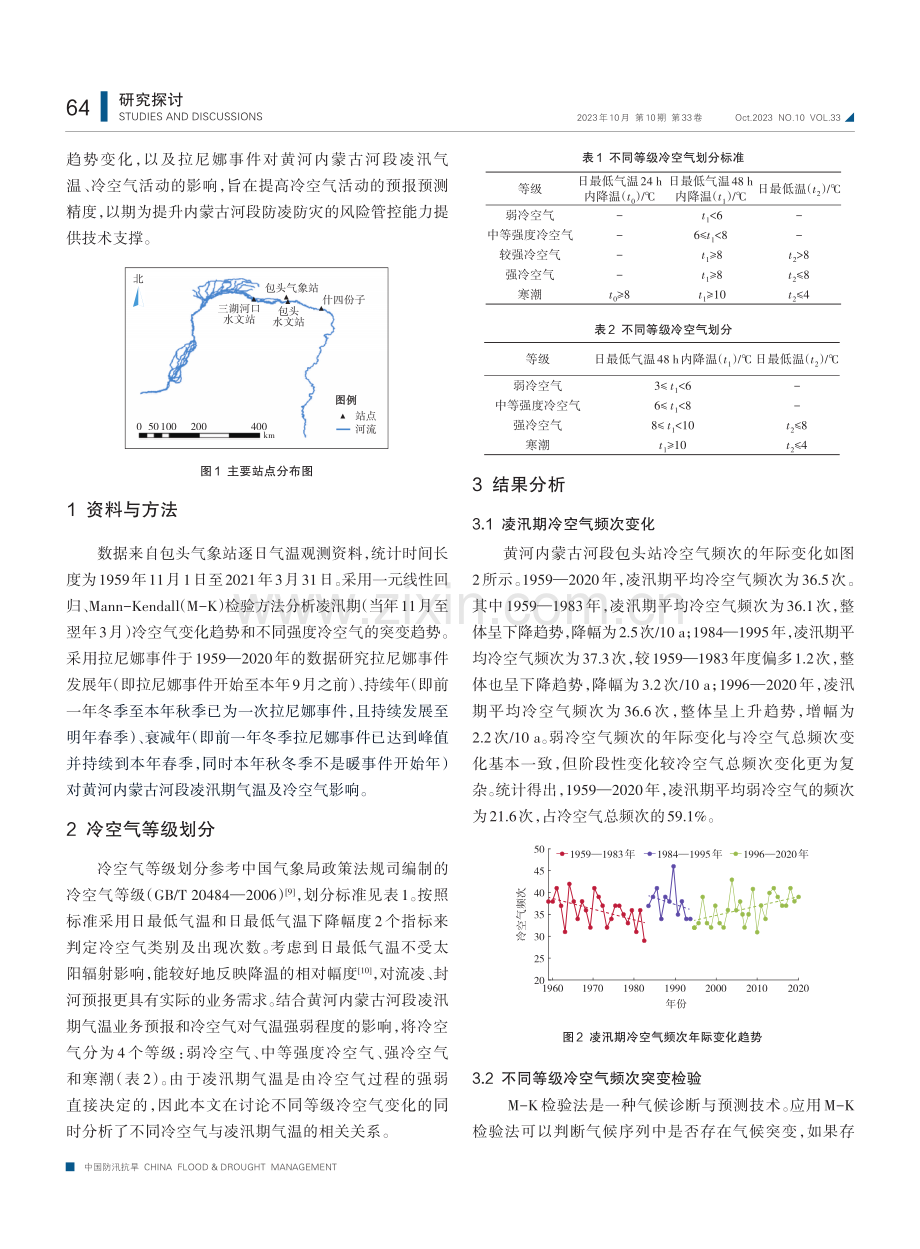 黄河内蒙古河段1959—2020年凌汛期冷空气特征变化分析.pdf_第2页