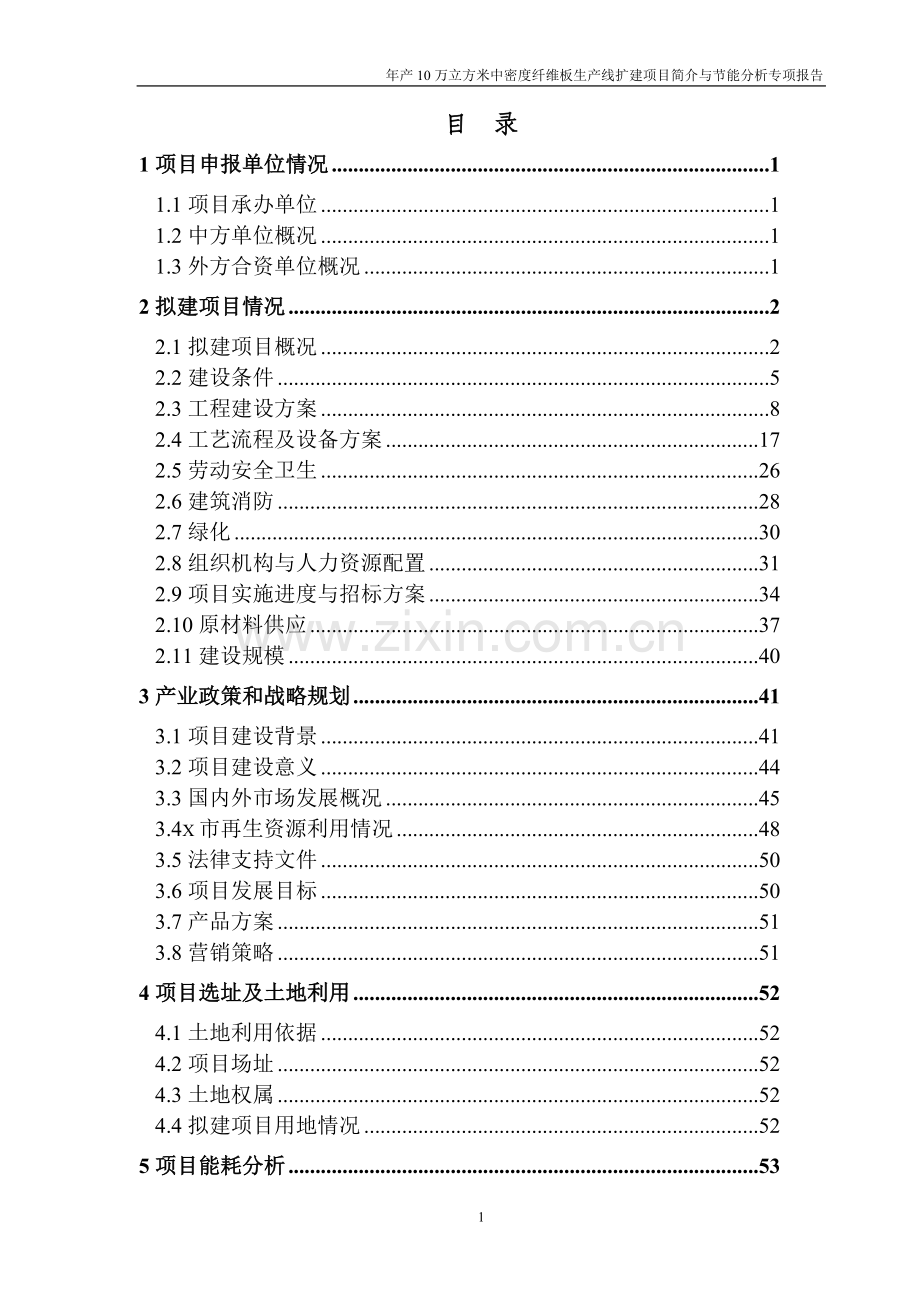 年产10万立方米中密度纤维板生产线扩建可行性研究报告.doc_第1页