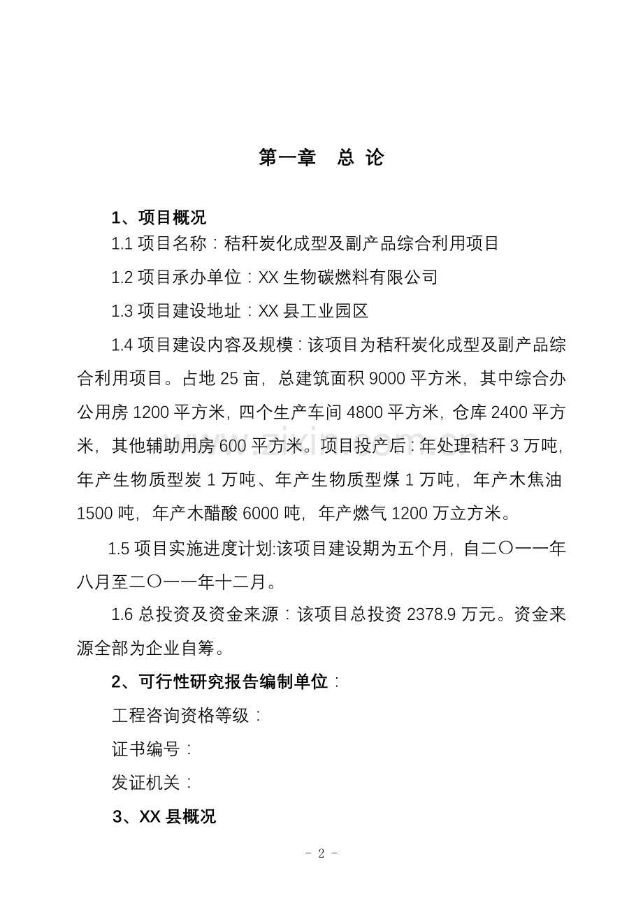 秸秆炭化成型及副产品综合利用项目建设可行性研究报告.doc_第2页