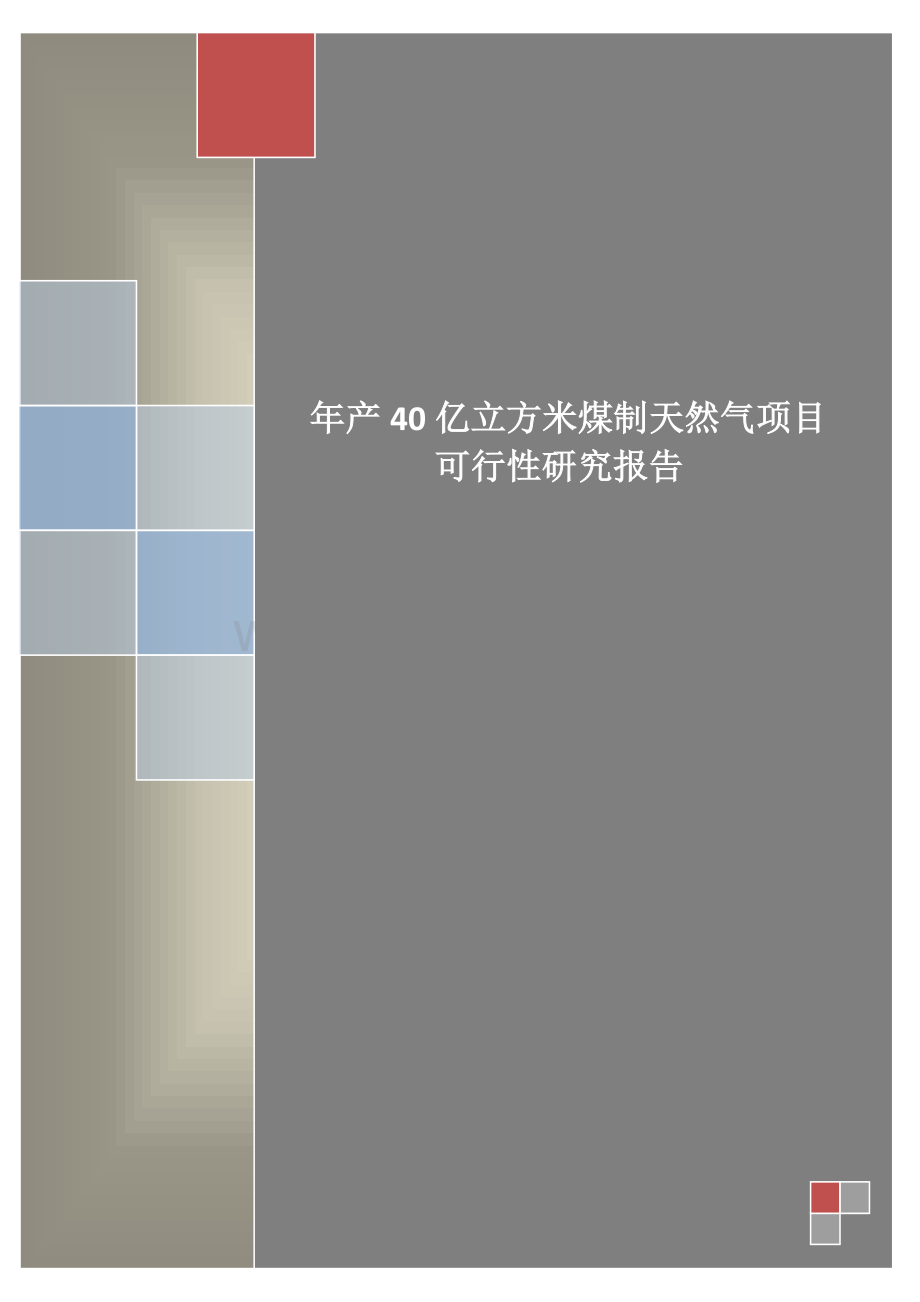 年产40亿立方米煤制天然气项目可行性研究报告.doc_第1页