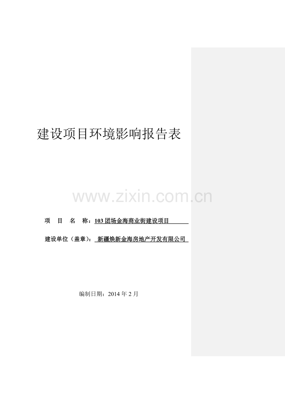 金海商业街建设项目建设项目环境影响报告书.doc_第1页