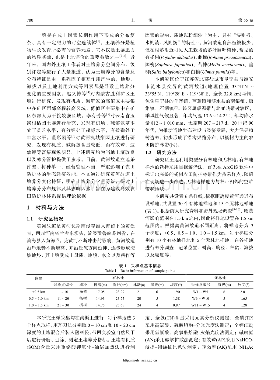 黄河故道农田防护林土壤养分变化特征及评价.pdf_第2页