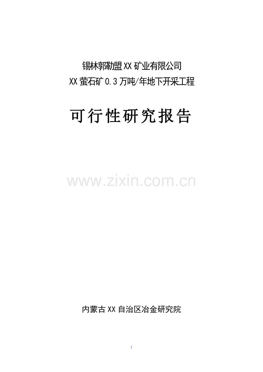 xx萤石矿0.3万吨年地下开采工程项目可行性研究报告.doc_第1页