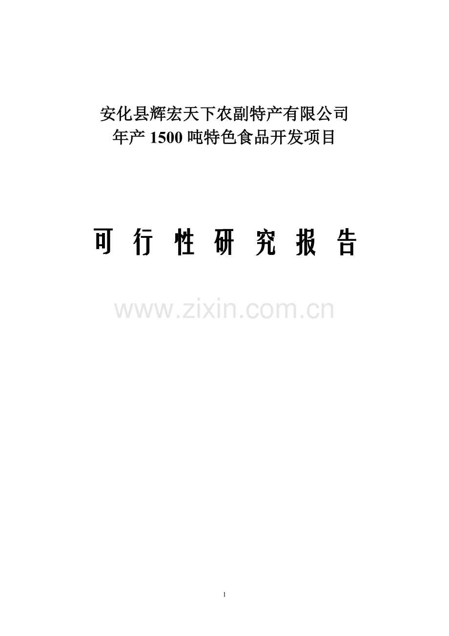 年产1500吨特色食品开发项目可行性研究报告.doc_第1页