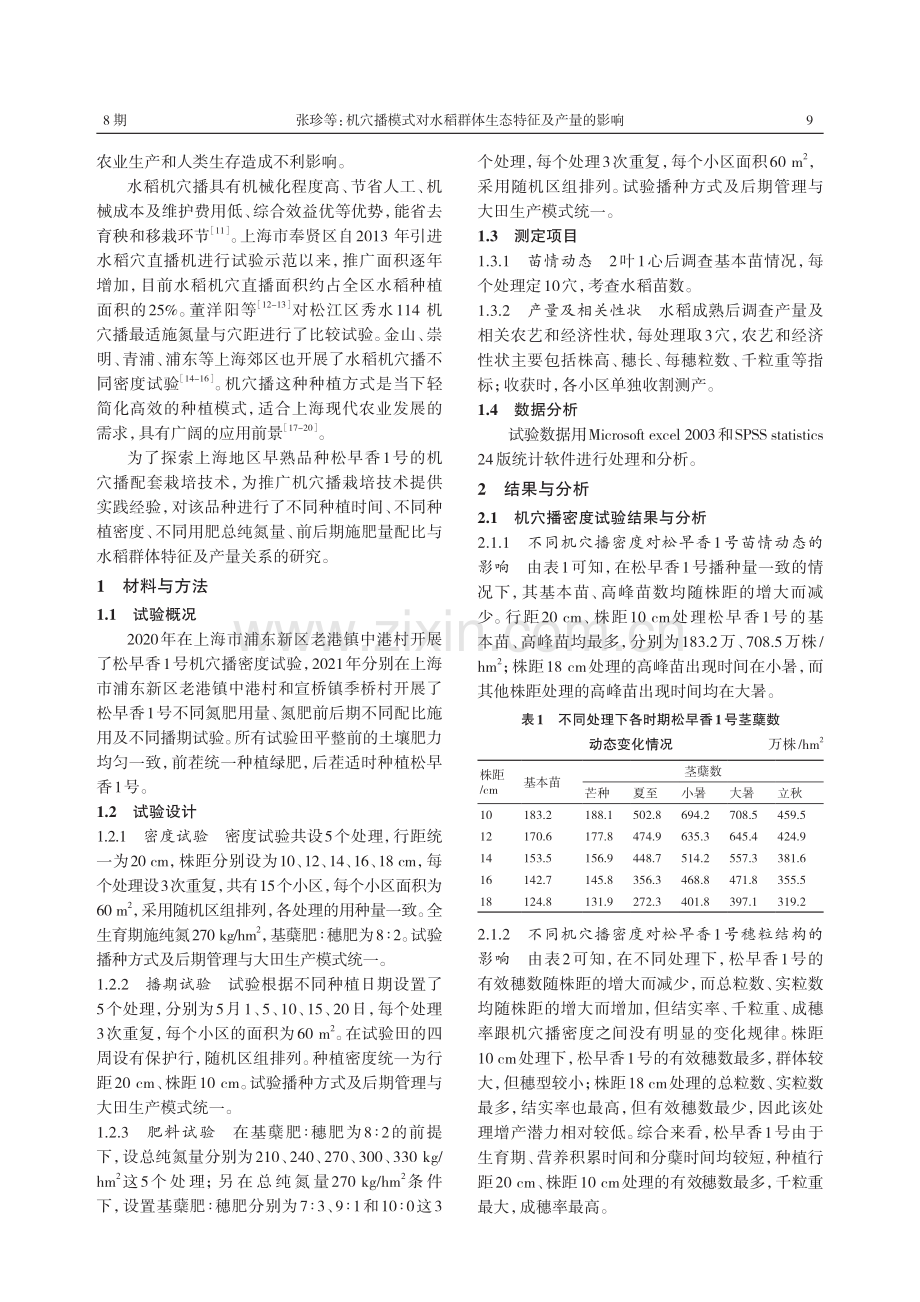 机穴播模式对水稻群体生态特征及产量的影响.pdf_第2页