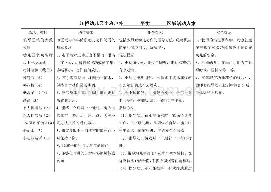 江桥幼儿园小班户外区域活动方案.doc_第1页